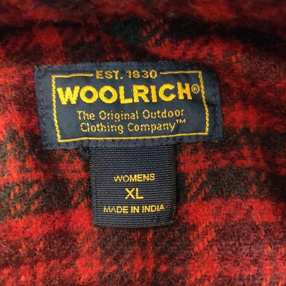 Woolrich Women's Coat Full Zip Red Black Plaid Size XL Wool Blend shacket - Picture 3 of 6